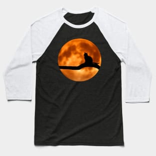 black cat & blood moon Baseball T-Shirt